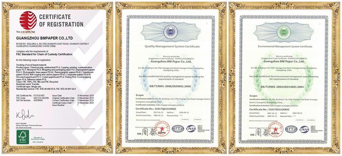 Le FSC a certifié la pulpe 80 de Vierge - papier couché par C2S brillant de l'art 300gsm pour l'étiquette du fabriquant