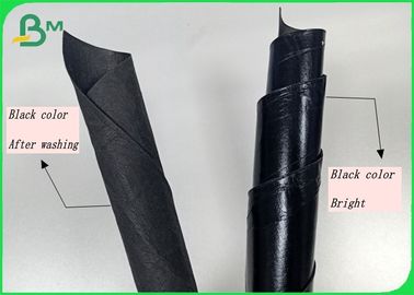 Papier d'emballage lavable de couleur noire de la fibre 0.55mm de la largeur 150cm×110yard pour des sacs à main